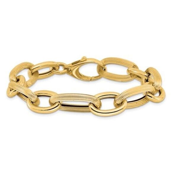 Leslie's 14K Gold Bold and Chunky Oval Link Unisex Bracelet - Picture 3 of 6